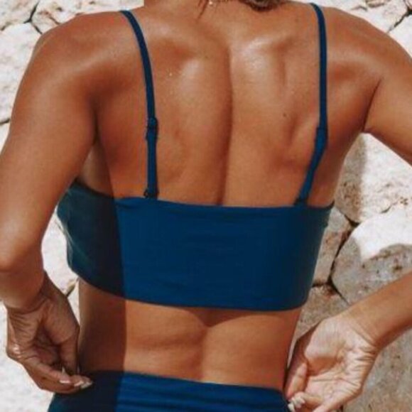 Blue Strapless Strapy Bikini Top - Size S - Picture 2 of 6